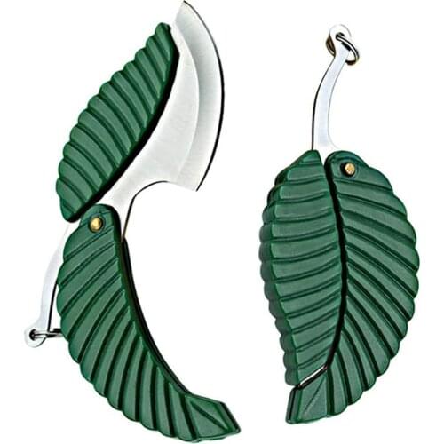 New Green Mini Fold Leaf Shape Pocket Knife Folding Keychain Knife Outdoor Camp Knife Camping Hiking Survival Tool Kitchen Items