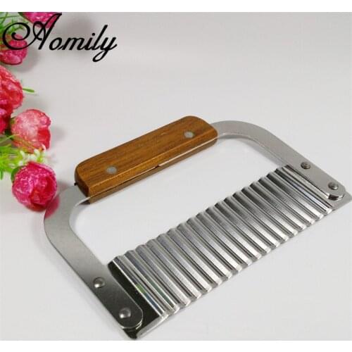 Amoliy Creative Wave Knife with Wooden Handle for French Fries Noodle Cutting Potato Knife DIY Soap Knife Baking Accessories