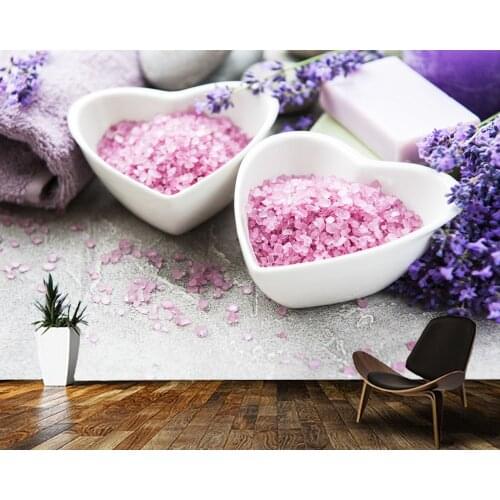 Papel de parede Lavender, sea salt mural spa 3d wallpaper,bedroom bathroom wall papers home decor Spa Yoga Pavilion mural
