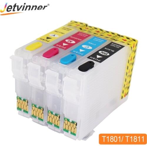 Jetvinner 4-Color For Epson T1801 T1811 Refillable Ink Cartridge With ARC Chips For Epson XP-30 XP-102 XP-202 XP-205 Printers