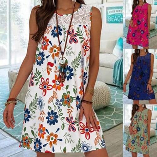 Sexy Tanks Dress Summer Women Patchwork Design Lace Deocr See Through O-Neck Sleeveless High Waist Slim Pullovers Mini Dress