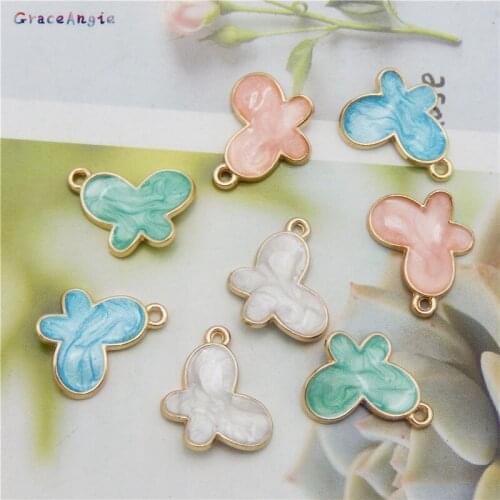8pcs Enamel Butterfly Charms For Handmade Earrings Mixed 5 Colors Cute Animal Pendants Alloy Gold Tone Jewelry Making Accessory