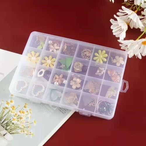 24 Slots Transparent Plastic Jewelry Box Storage Case Compartment Adjustable Container for Ring Earring Jewelry Organizer Box