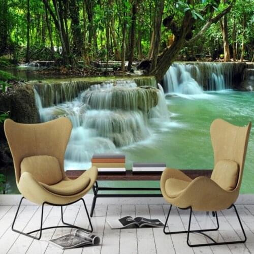 Dropship Colomac Wallpaper Forest Beautiful Jungle Waterfall 3D Mural Wallpaper Bedroom Papel Tapiz Para Pared Home Improvement