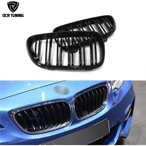 Grille For BMW 2 Series F22 F23 Coupe & Convertible F87 M2 2014+ Dual Slats Front Grille Gloss Black Finish Carbon Fiber M Look