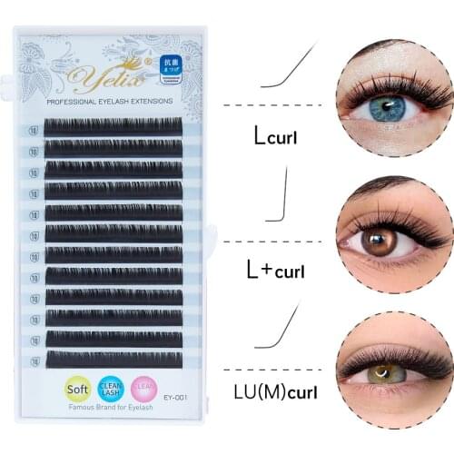 Yelix L Curl Lash Extension 8-15mm MIX Matte Mink Eyelashes Extension Individual Eyelashes L+/LU/M Curl Makeup false Lashes