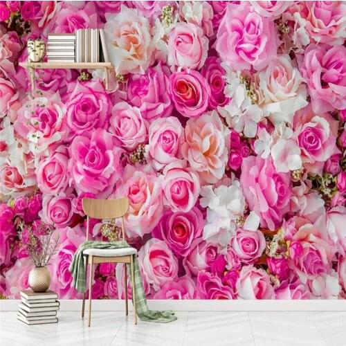Nordic modern pink rose TV background wall professional production wallpaper mural custom poster photo wall
