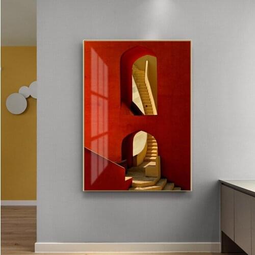 Nordic Modern Minimalist Architecture Arch Art Poster Corridor Aisle Porch Background Wall Home Decoration Painting Core