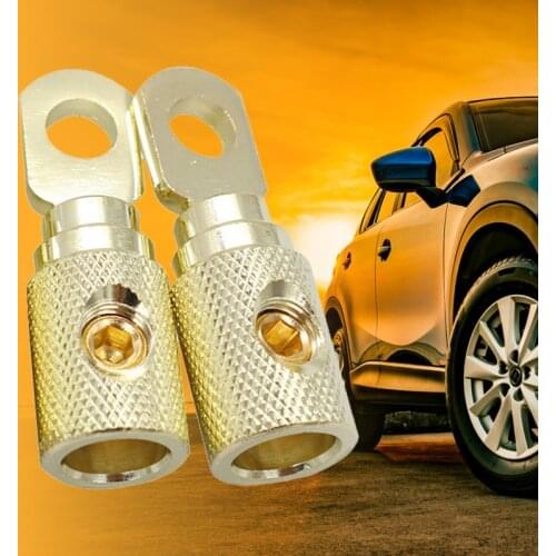 2Pcs Golden Heavy Duty Coupler Car Audio Modified Wire Power Supply O-type Butt Ring Terminal Welding-free High-power Connector