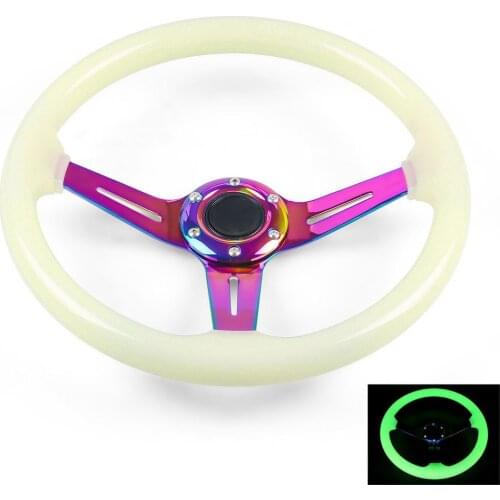 Luminous Steering Wheel 14in Acrylic Day White/Night Green Universal for Car Racing ATV Kart UTV volante esportivo