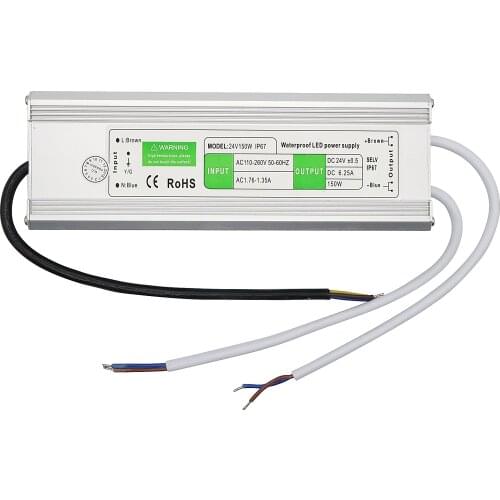 SZYOUMY Waterproof IP67 24V 6.25A 150W Outdoor Power Supply Transformer 100-240V AC to DC SMPS for Outdoor LED Strip