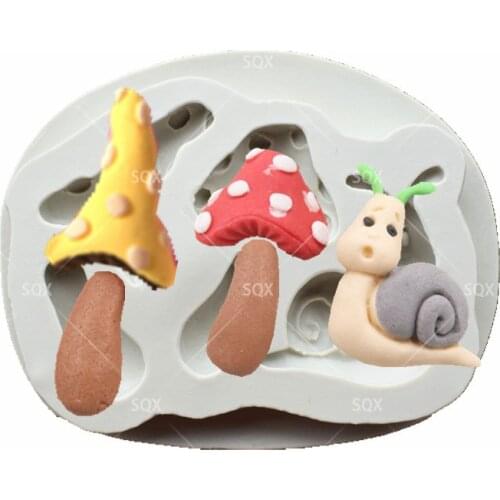 Snail mushroom Fondant Cake Silicone Mold Soap Chocolate Tool Fondant Silicone Mold Kitchen Wedding Decoration SQ1645