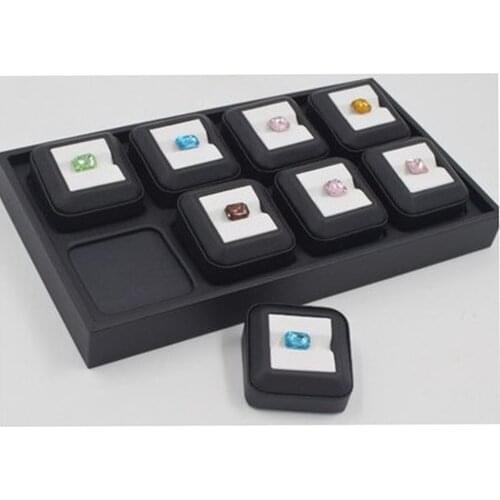 5.5x5.5cm Leather Gem Display Box Storage Case For Gemstones Diamond Jewelry