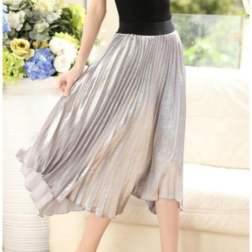 New Korean bright pleated skirt straight female straight waist skirt LET-SETTING