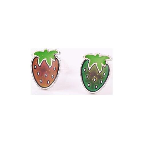 2020 New Enamel Mood Strawberry Stud Jewelry Mood Strawberry Earring Temperature Control Color Change Earring Woman Gift