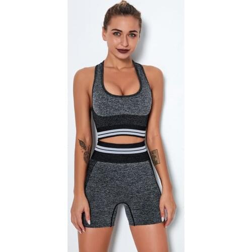 Women 2pcs Seamless Gym Set Sport Suit Workout Clothes Long Sleeve Gym Crop Top High Waist Leggings Fitness Sports Wear