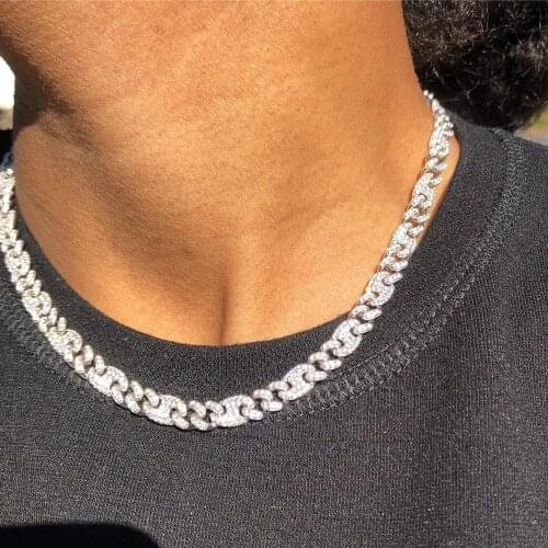 High quality 5A cz iced out bling women jewelry micro pave cubic zirconia Miami cuban link chain choker necklace 16"