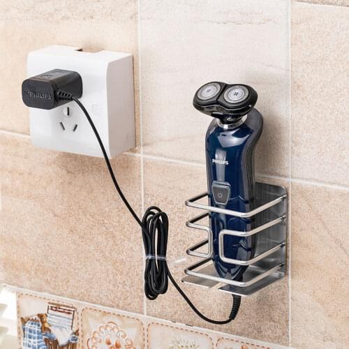 1 Pcs Wall Mount Stainless Steel Electric Razor Holder Bathroom/Kitchen Multifunctional Hook Razor Shelf Blade Holder