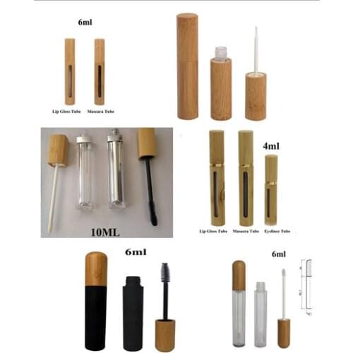 100pcs Empty 4ml 5ml 6ml 10ml Bamboo Lip Gloss Tube Makeup Mascara Bottle Cosmetic Eyeliner Eyelash Tube Refillable Container