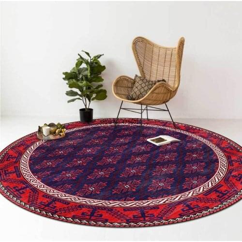 150cm Retro Big Red Persian European and American Ethnic Style Living Room Bedroom Hanging Basket Chair Round Floor Mat Carpet