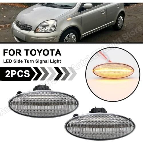 2Pcs For Toyota Yaris Vitz RAV4 Auris Corolla Conquest Verso Dynamic Clear LED Side Marker Light Turn Signal Sequential Lamp