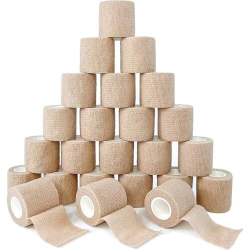 24 Pcs Elastic Self-Adhesive Bandage 5 Cm Sports Fixed Bandage Suitable For Sports Injuries And Pet Treatment