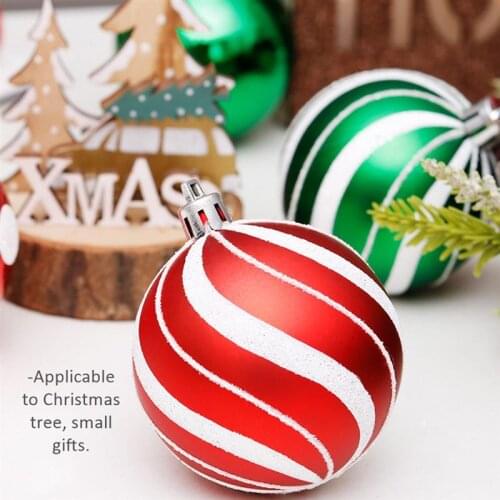 30pcs Christmas Tree Decoration Colored Drawing Ball Home Decor (Green+Red)