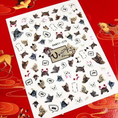 3D Nail Stickers Cartoons Cat Back glue Nail decal Nail Art Stickers Decal Template DIY Nail Tool Decorations MG31