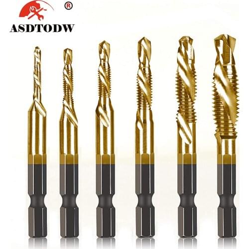 6 Packs Combination Drill & Taps Bit Set HSS Screw Thread Metric Tap Drill Bits
