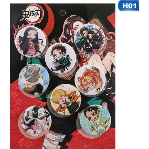 8Pcs/Set!! Cartoon Collect Backpacks Bags Badges Button Brooch Gift Anime Demon Slayer: Kimetsu No Yaiba Cosplay Badge