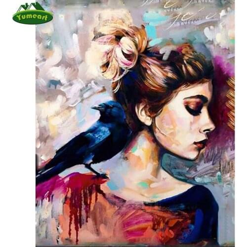 YUMEART DIY Diamond Painting Oil Painting Girl 5D Full Square Diamond Embroidery Crystal Rhinestone Mosaic Picture of diamonds