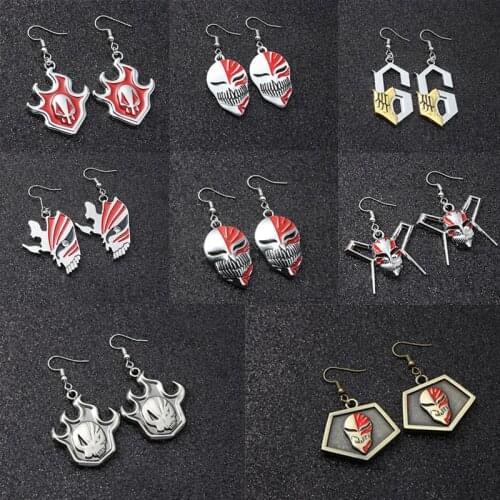 Anime Bleach Cosplay Earrings Kurosaki Mask Shape Figure 6 Pendant Hook Earings Drop Earrings For Women Jewelry Accessories Gift