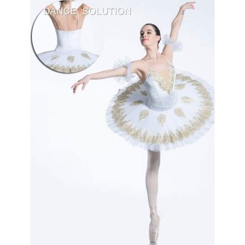 White Professional Pancake Tutu Ballerina Dance Costume Classical Ballet Dance Tutu for Performance 7 Layers Pleated Tutu BLL084