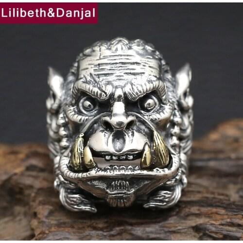 Brand Men Ring 925 Sterling Silver Men Jewelry Punk Vintage World of Warcraft Finger Ring Men Gift Fine jewellery FR48