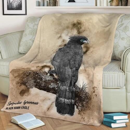 Black hawk eagle Flannel Throw Blanket 3D Printed Keep Warm Sofa Child Blanket Home Decor Textiles Dream Family Gift