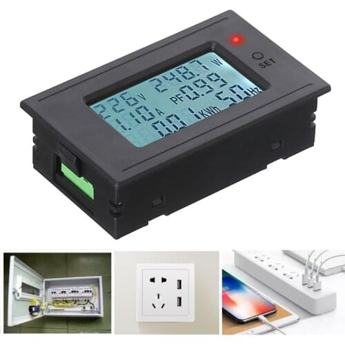 Mini Digital Voltmeter Ammeter AC Panel Amp Volt Voltage Current Meter Tester Dual LCD Display
