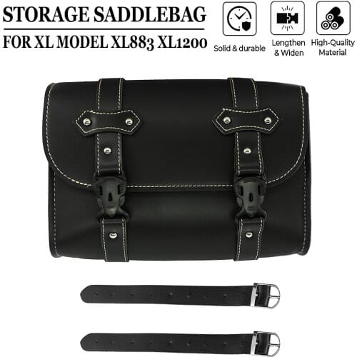 For Harley Sportster XL Model XL883 XL1200 Universal Motorcycle Side PU Leather Luggage Saddlebag Storage Tool Pouch Saddle bags