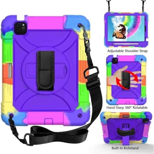 For New iPad Air 4 10.9 2020 Case Pro11 High Impact Heavy Duty Hybird Shoulder Hand Strap Kids PC Rugged Shockproof Tablet Cover
