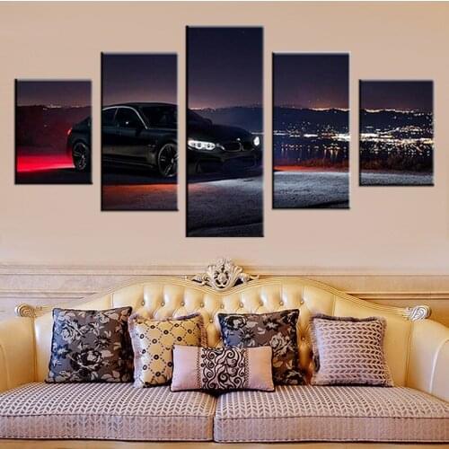 Home Decoration Canvas Painting BMW Car Night View Pictures Wall Art Hd Prints Modular Frame Poster For Living Room Framework