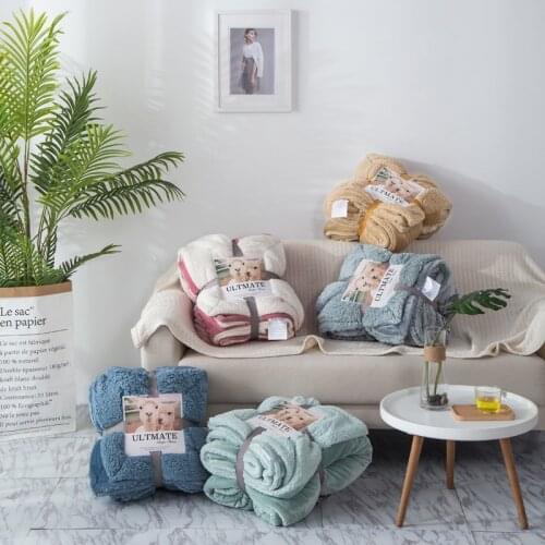 Home Textiles 1pcs Flannel Lambswool Blanket Solid Color Soft Warm Coral Fleece Bed Sheet Winter Throw Mechanical Wash