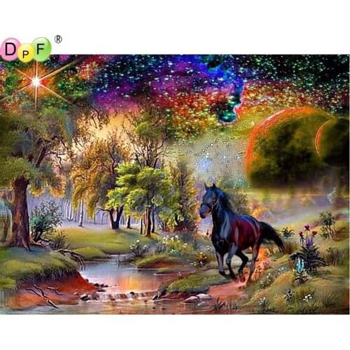 DPF diamond embroidery horse diamond painting cross stitch crafts diamond mosaic kit square/round rhinestone home decor