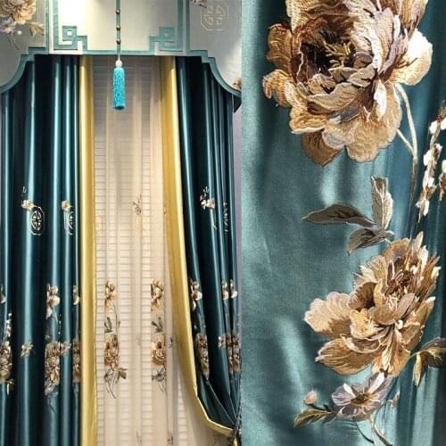 European shading floor curtain new fashion modern simple luxury new Chinese curtain wind proof products living room curtains