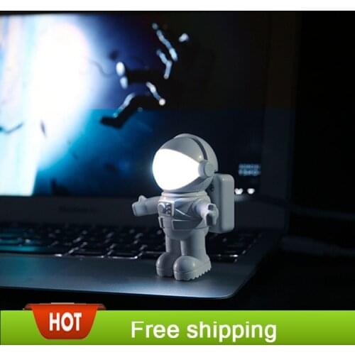 Flexible Spaceman Astronaut USB Mini LED White Night Light Lamp Bulb for PC Computer Laptop Reading Portable