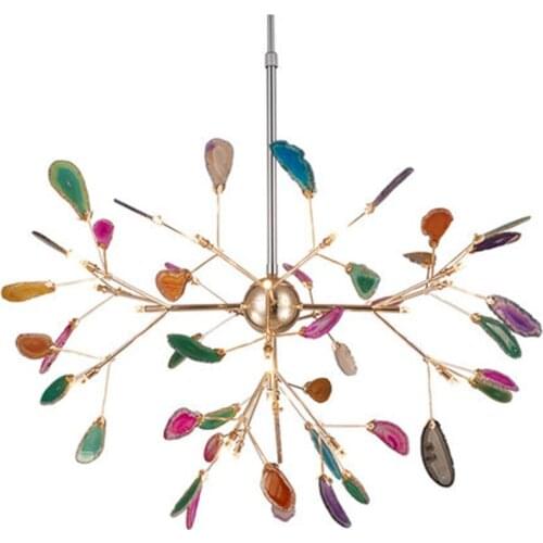 Art Decor multi color chandelier Living room Bedroom Kitchen agate chandelier lustre LED salon Lighting tree branch chandelier