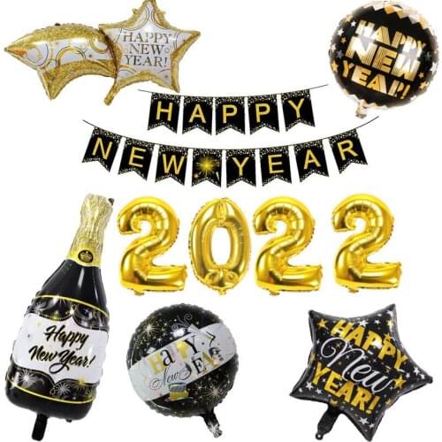 K&J New Arrive 2022 New Year Party Event Decorations Supplies HAPPY NEW Year Banner Balloons for New Year Home Party Decoration