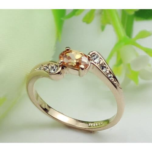 MOONROCY Free Shipping jewelry Cubic Zirconia rose Gold Color Crystal Rings wedding bijouterie Girlfriend for women Gift
