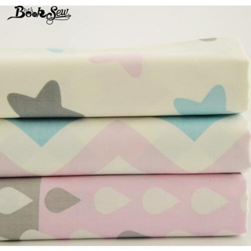 Booksew 100% cotton twill fabric 3 piece/lot cutting bundle lovely design tecidos telas booksew sewing table decoration