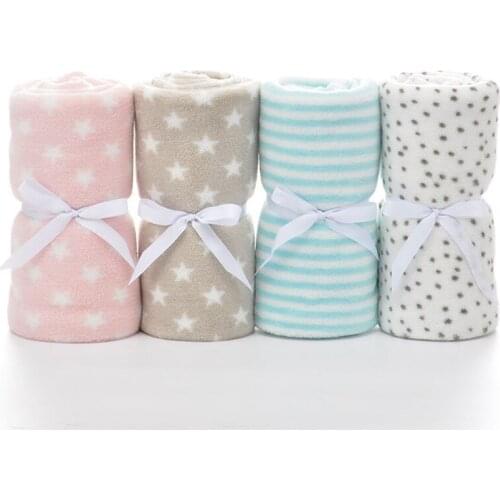 Coral Fleece Baby Blanket Fleece Newborn Baby Breathable Swaddle Wrap Super Soft Bedding Multifunction Star Receiving Blanket