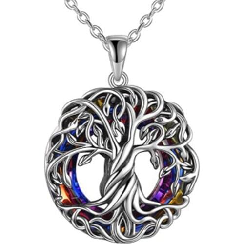 Cremation Jewelry Tree of Life Urn Necklace for Ashes with Crystal Memory Keepsake Jewelry Gifts for Women Girls Friends