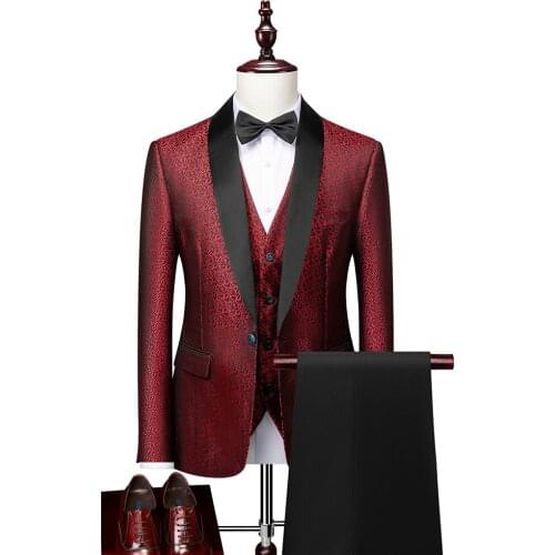 Jackets+Vest+Pants) 2021 New Men high-grade Business groom dress/Male slim fit leisure three-piece suit Man Fashion Blazers